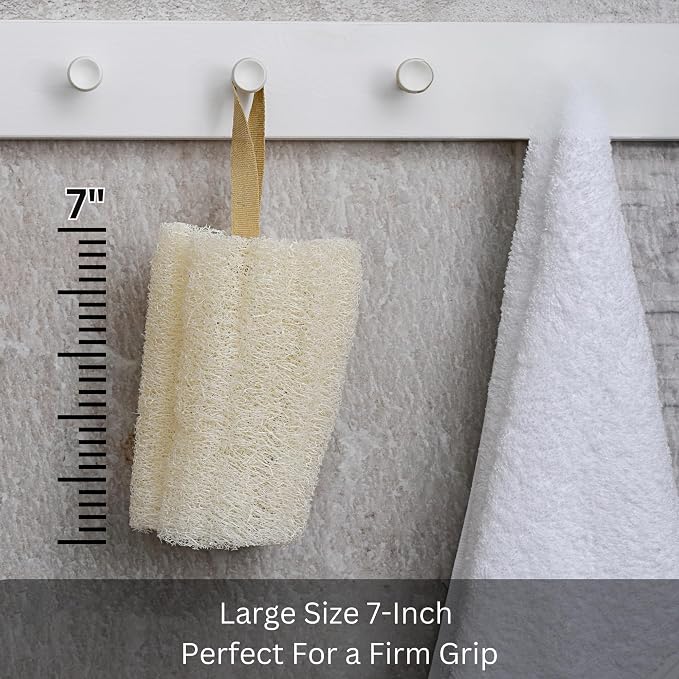 2 Natural Egyptian Loofahs Exfoliating Scrubber for Shower, Natural Loofah Sponge Body Scrubber, Deep Clean & Invigorate Your Skin, for Men and Women