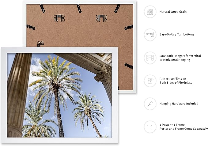 Monem Art Palermo Palm Trees Sicily Print - Tropical European Architecture Poster - Wall Decor for Living Room, Bedroom or Office - 12x16 White Framed Wall Art by Mareike Bohmer