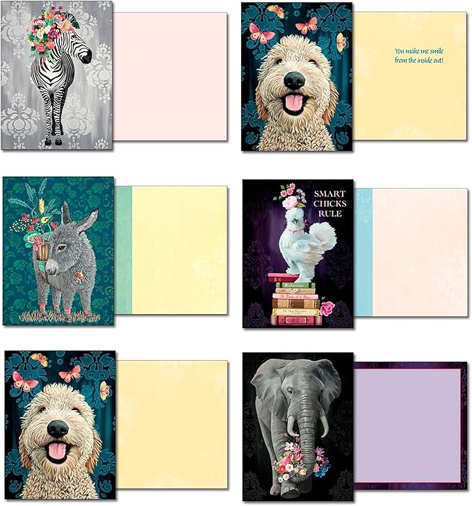 Leanin' Tree A Touch of Fancy - Made In USA - 20 Assorted Greeting Cards For All Occasions Box, Notecards with Envelope, Cute Stationary for Women - Includes Greeted and Blank Note Cards and Envelopes
