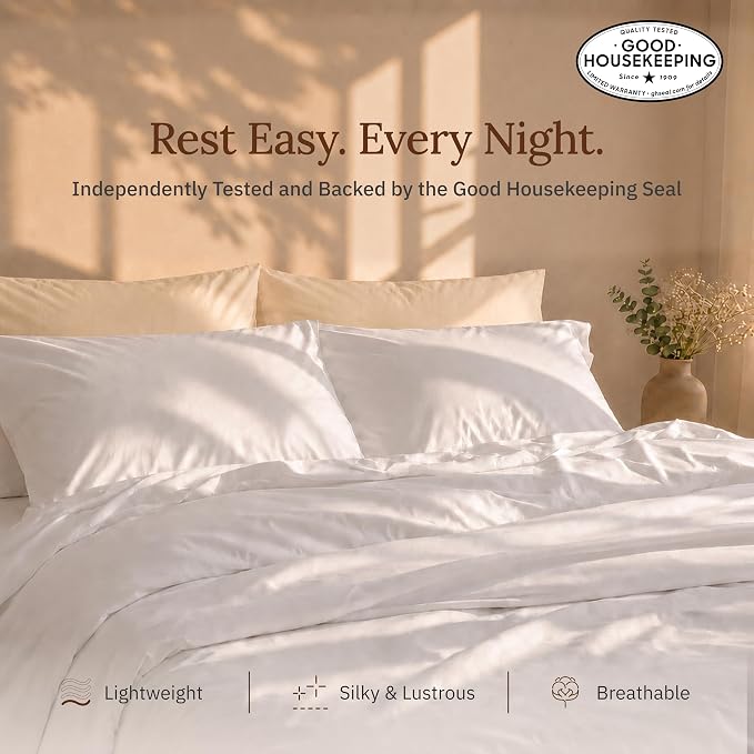 California Design Den California King Sheets Set - 100% Organic Cotton, Soft and Lightweight Sateen, Deep Pockets, Durable Bedding - Light Grey