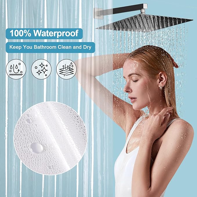 EurCross 84”Wide Clear Shower Curtain Liner 84 x 72 inch, Waterproof Premium PEVA Wide Plastic Shower Curtain with 5 Magnets, 14 Metal Holes