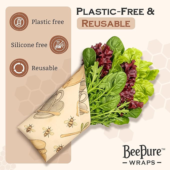 Reusable Beeswax Food Wrap Roll – Bees & Tea (15”×80”)