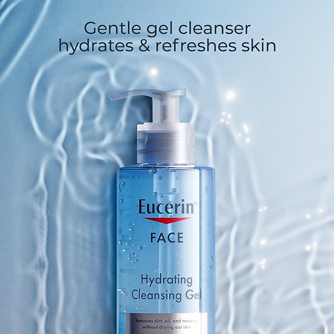 Eucerin Face Gentle Cleansing Hydrating Cleansing Gel,Daily Face Wash and Makeup Remover with Hyaluronic Acid,13.5 Fl Oz Bottle,(Pack of 2)