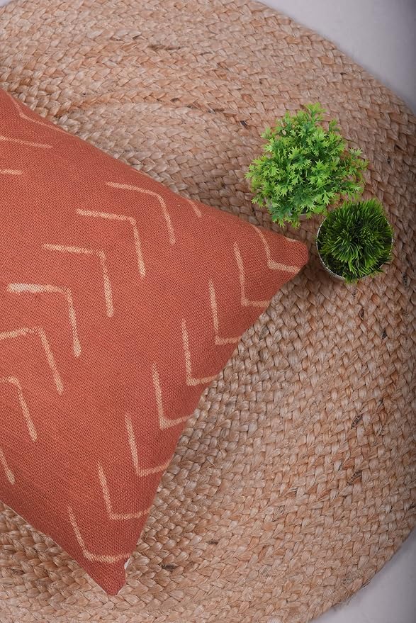 Trade Star 100% Cotton Throw Pillow Cover Farmhouse Lumbar Cushion Cover Tribal Pillow Shams Mudcloth Ethnic for Bedroom (Rust Phoenix 14X22 INCHES)