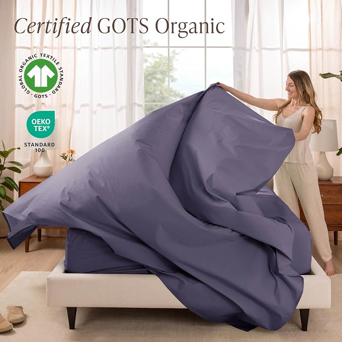 Bare Home 100% Organic Cotton King Sheet Set - Crisp Percale Weave - Lightweight & Breathable - Bedding Sheets & Pillowcases (King, Dusty Purple)