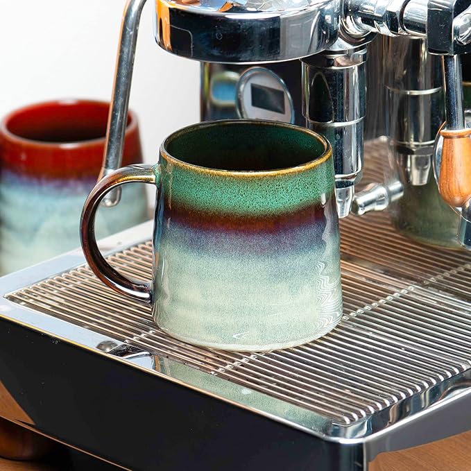 Large Ceramic Coffee Mugs, Handmade Pottery Mug, Tea Cups with Handle for Office and Home, 16 oz, Dishwasher and Microwave Safe (Gery)