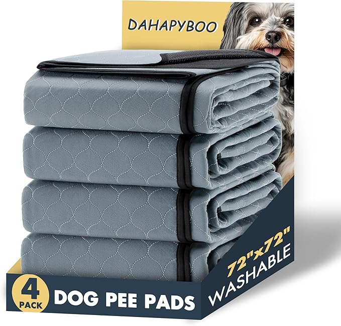 DAHAPYBOO Extra Large Washable Pee Pads for Dogs 72x72,4 Pack | Reusable Puppy Pads for Dogs Non-Slip Waterproof Pet Training Pads for Crate, Playpen, Bed, Sofa,Whelping Box, Potty Training