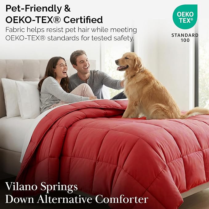 Southshore Fine Living, Inc. Hotel Quality Twin XL Comforter, Down-Alternative Red Comforter Twin Size, Soft and Fluffy Bedding Comforters for Dorm Room, Pet Hair Resistant Bedding, Chili Pepper