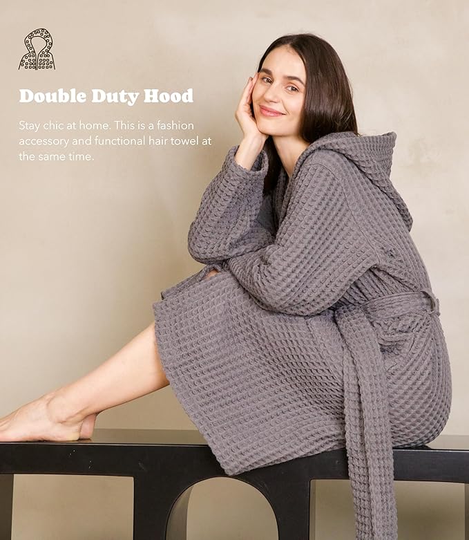 Luxury Organic Japanese Cotton Hotel & Spa Waffle Bathrobe for Men and Women (Hooded/Kimono)