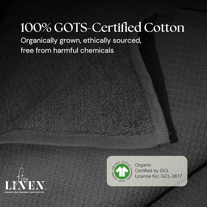 100% Organic Cotton Bath Sheet Set of 2 | Luxury 650 GSM Beach & Spa Towel Sheet | Soft Extra Large Quick Dry Towel for Bathroom | Waffle Terry Weave | Grey 35x70