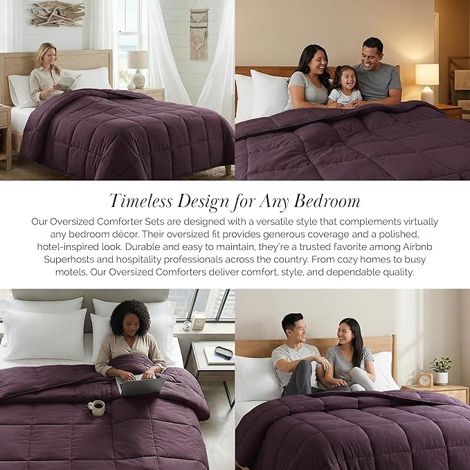Southshore Fine Living, Inc. Comforter, Twin/XL Bedspread, Down-Alternative Purple Comforter for Twin Bed, Soft, Fluffy Comforters, Machine Washable, Pet Hair Resistant Bedding, Purple Comforters
