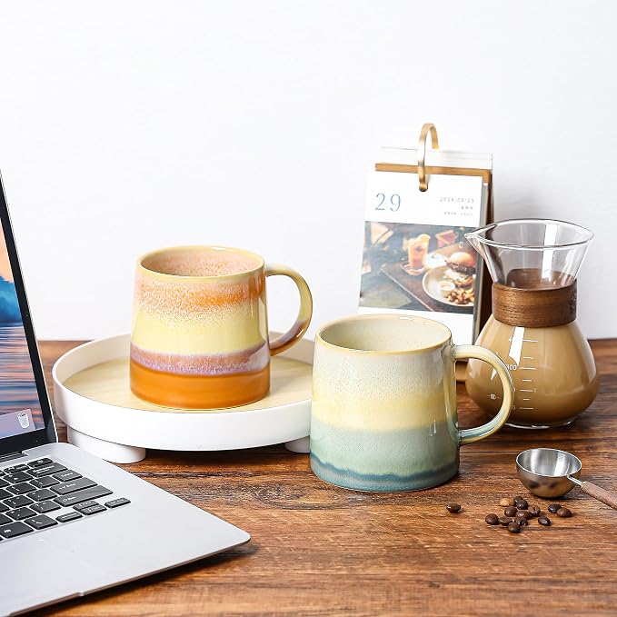 Large Ceramic Coffee Mugs, 20 oz Handmade Pottery Mug, Big Tea Cups with Handle for Office and Home, Dishwasher and Microwave Safe (Grayish Blue)