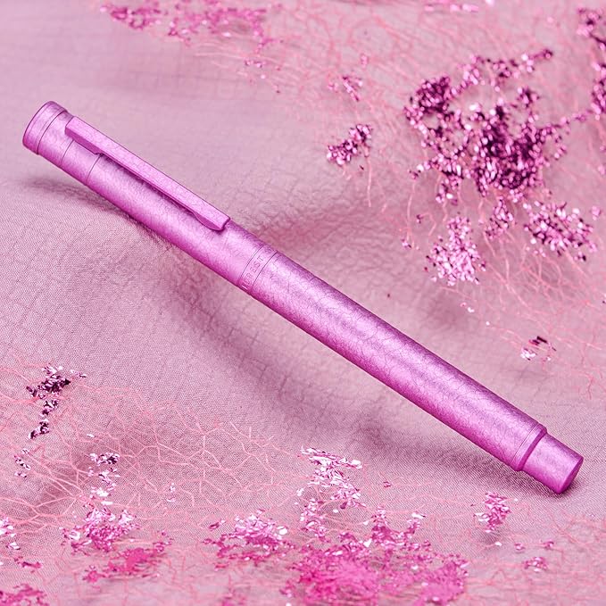Hongdian 1851 Forest Fountain Pen Pink Ice Flowers, Extra Fine Nib Classic Design with Converter and Metal Pen Case