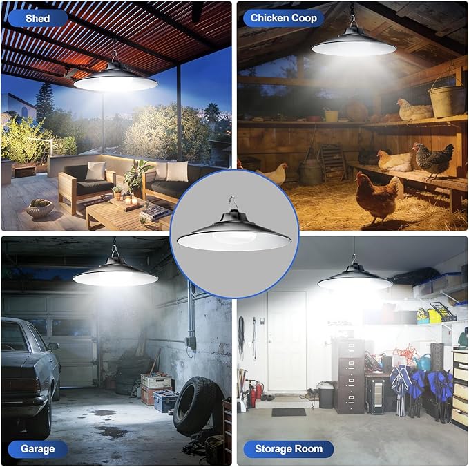 Otovoda Solar Shed Light Indoor Outdoor,2000LM Daytime Available Pendant Light with Pull String, 3 Lighting Modes, IP65 Waterproof, Dusk to Dawn Outdoor Light for Barn Home Chicken Coop Gazebo Garage