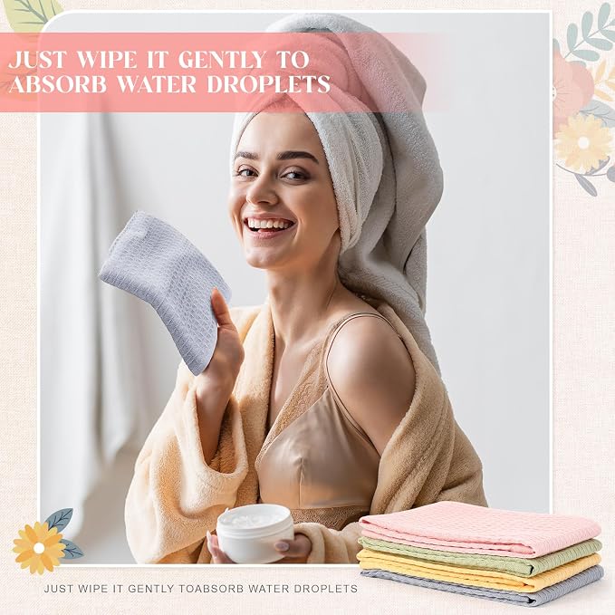 SmoothNovelty 4 Pack 100% Cotton Waffle Bathroom Hand Towels 13 x 29 Inch Waffle Weave Kitchen Dish Towel Quick Dry Absorbent for Bathroom Shower Gym Spa Yoga, Candy Color