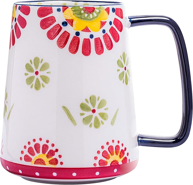 Extra Large Ceramic Coffee Mug,24 Oz,Oversized Tea Cup for Home and Office,With Big Handle,Dishwasher and Microwave Safe (24 Oz Handcrafted Sunflower)