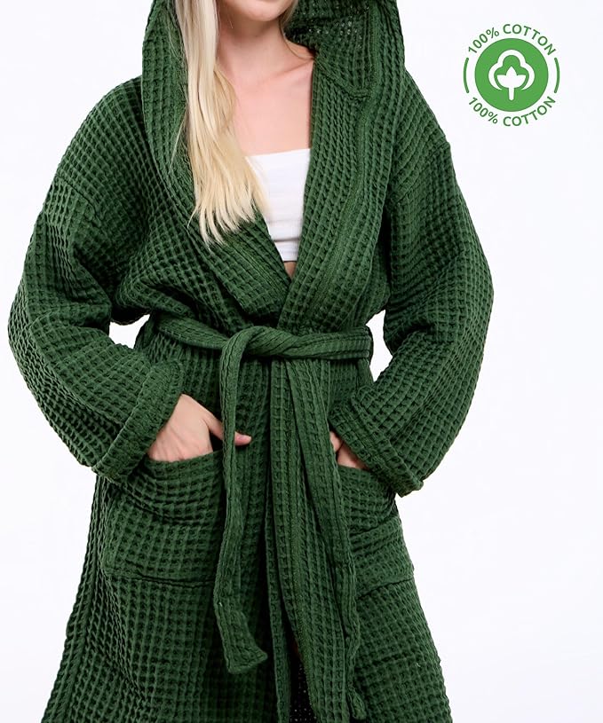 100% Turkish Cotton Waffle Bathrobe for Women