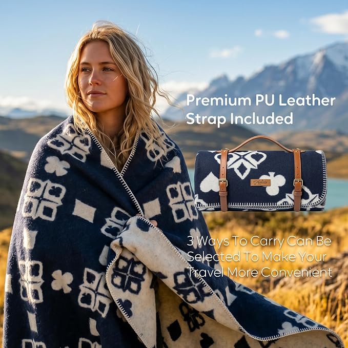 Molithe 100% Wool Blanket, 62" x 86", Warm, Thick, Washable, Military | Great for Camping, Outdoors, Sporting Events, Survival Kits Outerspace Blue