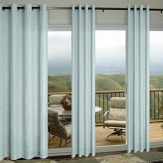 Light Green Curtains 84 Inch Length for Living Room 2 Panels Set Linen Textured Light Filtering Semi Sheer Grey Aqua Coastal Curtains for Nursery Decor Dining Bedroom Seafoam Pale Blue Teal Gray Mint