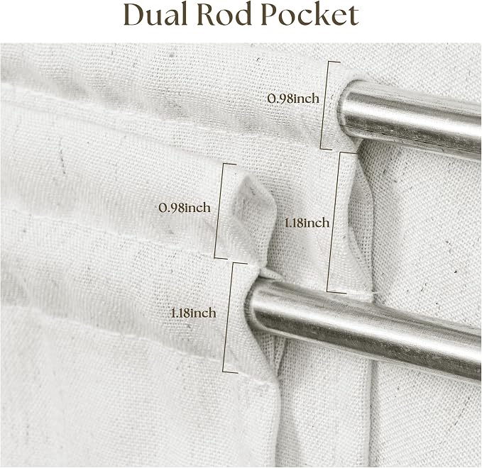 25 x 68 Inch Sheer Door Curtains 2 Panel Sets Ivory White Side Door Window Curtains Linen Textured Boho Drapes Light Filtering Privacy Curtain for Doorways Patio with Dual Rod Pocket and Tie Back