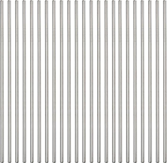 Metal Straws 100 Pack. 8.5" Reusable Stainless Steel Straight Straws in Bulk Order for Drinks.Drinking Straws Wholesale for 30 oz & 20 oz Tumblers Yeti Water Bottle(8.5" - Silver, 100pcs - Straight)