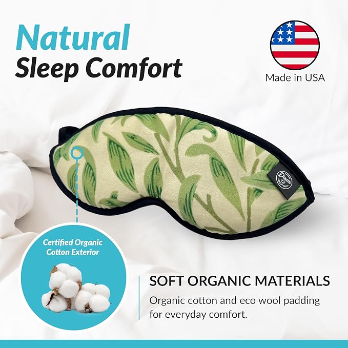 Dream Essentials Natura Organic Cotton Sleep Mask (Whispering Grass) Made in USA