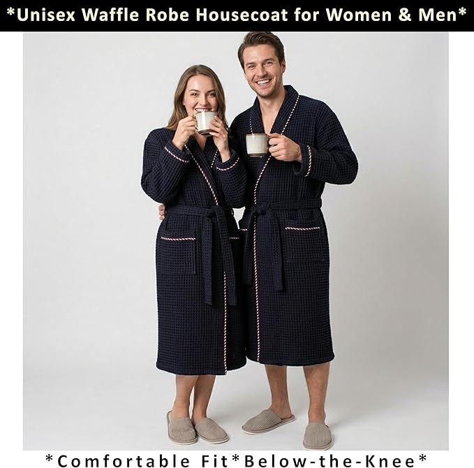 PÜSKÜL Luxury Waffle Robe for Women & Men - Natural 100% Turkish Cotton Bathrobe - Housecoat Womens & Housecoat Mens
