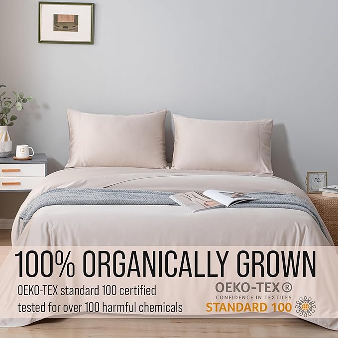 Bella Coterie | Luxury Bamboo Viscose Queen Size Pillowcase Set | 100% Organically Grown | Ultra Soft | Cooling | 2 Pcs [Dune]