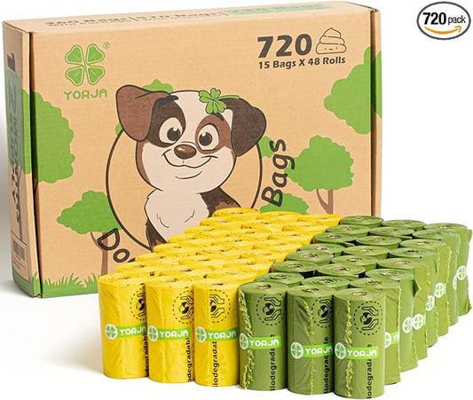 Dog Poop Bags Rolls, 720 Pet Waste Bags, 100% Leak Proof Extra Thick and Strong Corn Starch Blend
