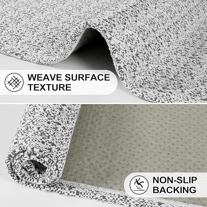 Collive Long Runners Rug for Hallways 2.6x10 Washable Kitchen Runner Rugs Non-Slip Rubber Backed Boho Hallway Runner Rug Gray Braided Farmhouse Carpet Floor Runner for Hall Bedroom Entryway