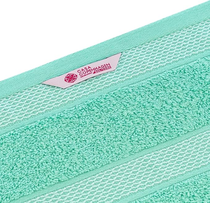 CASA COPENHAGEN Solitaire 6Pcs 100% Egyptian Cotton Large Designer Towels Gift Set- Aquamarine, 600GSM, 2Bath 2Hand 2Washcloths, Bath Towels for Bathroom Set for Women & Men