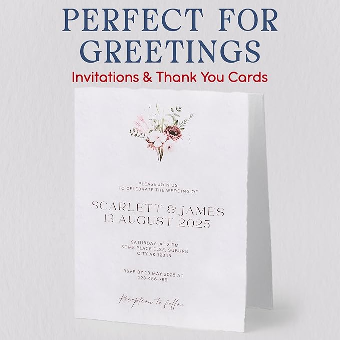 WANDERINGS Handmade Deckle Edge Blank Greeting Cards & Envelopes - 300 GSM Paper– 20 Cards for Invitations, Thank Yous, Greeting, Get Well and Birthday Cards (Blank)