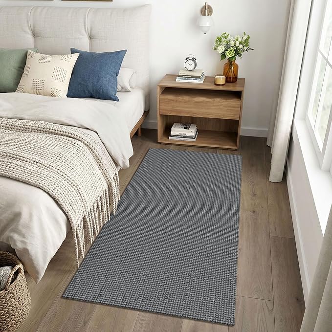 EARTHALL Woven Runner Rug 3x6 Ft Washable Runners for Hallways Wide Non Slip Entryway Rug Braided Kitchen Runner Indoor Floor Carpet for Entryway, Hallway, Kitchen, Bedroom, Dark Gray