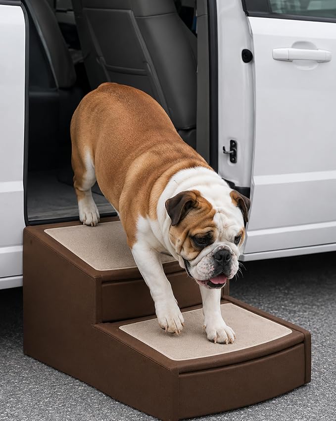 Pet Gear Easy Step II Extra Wide Pet Stairs, Dark Mocha | 2 Step, For Cats/Dogs up to 200 pounds, Removable/Washable Carpet, Easy Assembly, No Tools Required
