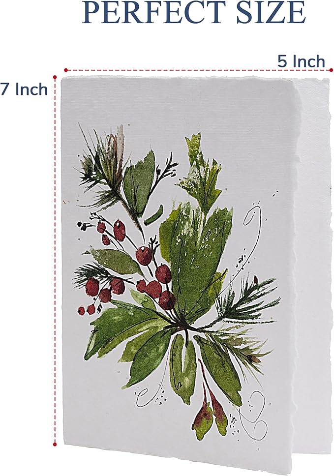 WANDERINGS Handmade Deckle Edge Blank Greeting Cards & Envelopes – Sympathy, Memorial & Thank You Cards – 300 GSM Cotton Paper – 20 Cards (4 Designs) – 5x7 Artisan Cards