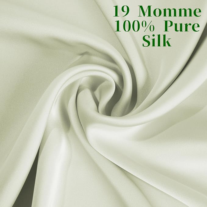 100% Mulberry Silk Pillowcase for Hair and Skin,with Hidden Zipper,Both Sides 19 Momme 600 Thread Count Natural Silk Pillow Cover,Soft Breathable Smooth (Sage, Standard 20''x26'')