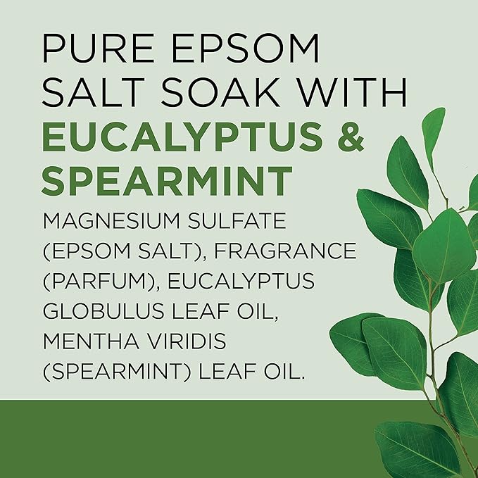 Dr Teal's Epsom Salt Magnesium Soak, Relax & Relief with Eucalyptus & Spearmint Essential Oils, 3 lbs