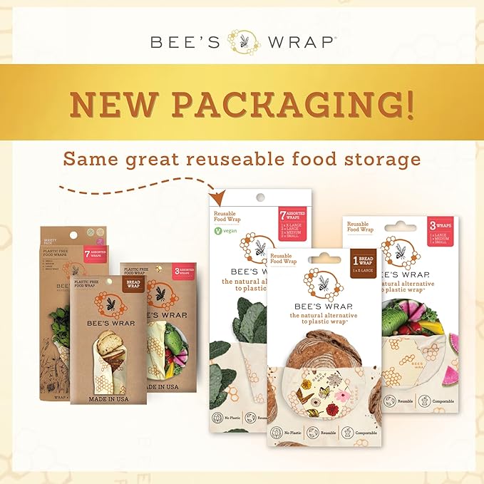 Bee's Wrap Beeswax Wraps for Food - 2 Meadow Magic Produce Bags - Made in USA Reusable & Organic Food Wraps & Reusable Sandwich Bags - Plastic Free Eco-Friendly Alternative to Aluminum Foil