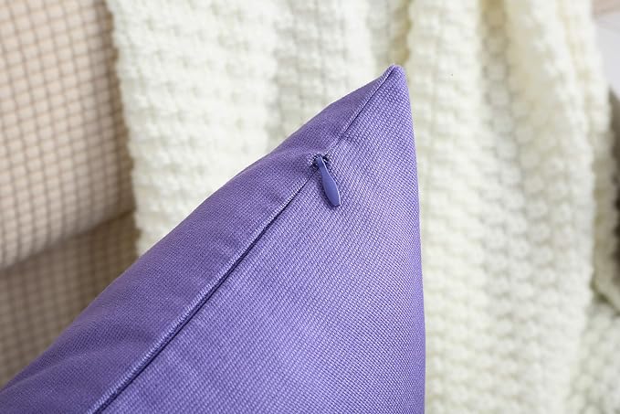 TangDepot Handmade Decorative Solid 100% Cotton Canvas Throw Pillow Covers/Pillow Shams, (12"x20", Violet), 1 Count (Pack of 1) | 100% cotton, same-color zip, machine wash & air dry. For living room, bedroom, office, car. 42 colors, 131 sizes. Cover only.