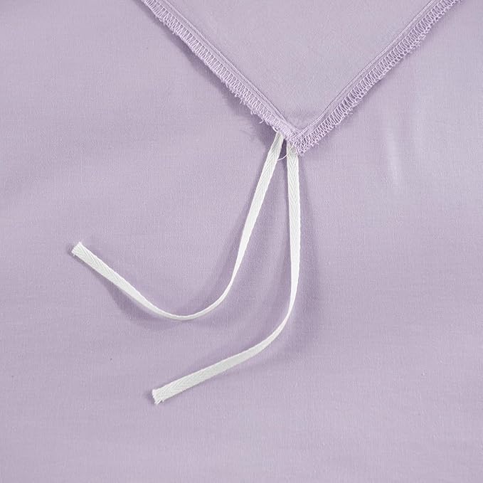 NEXHOME PRO Twin Duvet Cover Set, 100% Washed Cotton with Linen-Like Texture, Natural Organic, Breathable & Comfortable, Includes Home Bedding Set Lilac (No Comforter) 68"x90"