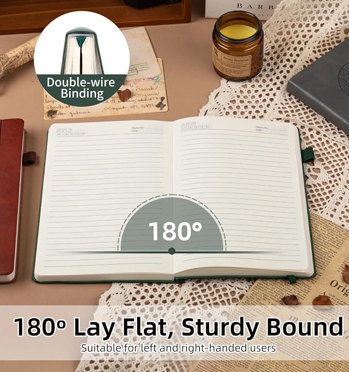 Lined Journal Notebook, A5 Leather Vintage Journals for Writing, 256 Pages College Ruled Notepad for Women Men, Vegan Leather Daily Notebook for Work, School, Travel, Note Taking(Tree of Life, Green)