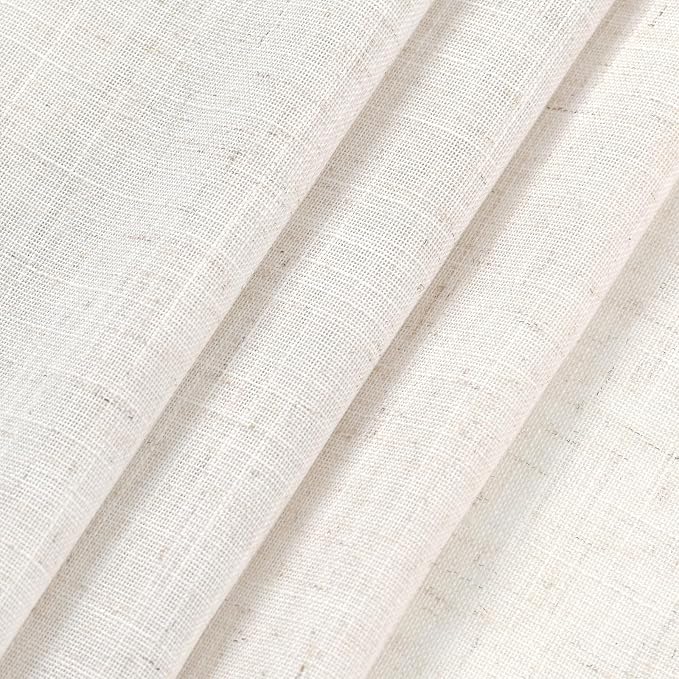 Ivory White Linen Curtains 102 Inches Long for Living Room 2 Panels Back Tab Pocket Natural Semi Sheer Extra Long Drapes Linen Soft Material Light Filtering Window Panel for Bedroom Curtain 52X102