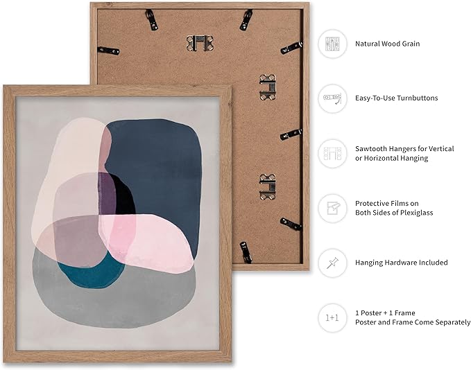 Monem Art Pastel Abstract Color Block Painting Print - Scandinavian Minimalist Art Poster - Wall Decor for Living Room, Bedroom or Office - 16x20 Beige Framed Wall Art by Mareike Bohmer