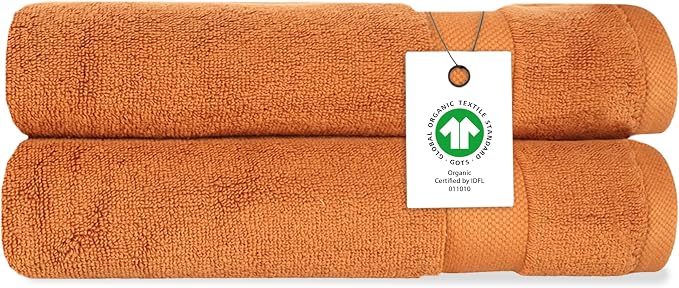 Organic Cotton Luxuriously Plush Hand Towel Pack of 2 | GOTS & OEKO-TEX Certified | Premium Hotel Quality Towels | Feather Touch Technology|650 GSM Long Staple|Soft, Quick Dry & Ultra-Absorbent