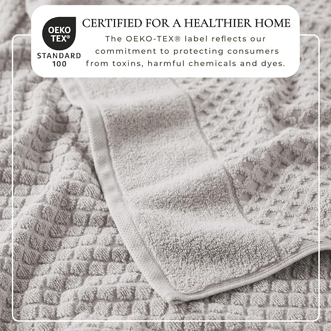 Great Bay Home Bath Towels - 100% Cotton 4 Pack 54x27 Bath Towel Set - Absorbent, Durable, Quick-Dry Towels for Bathroom (Light Grey)