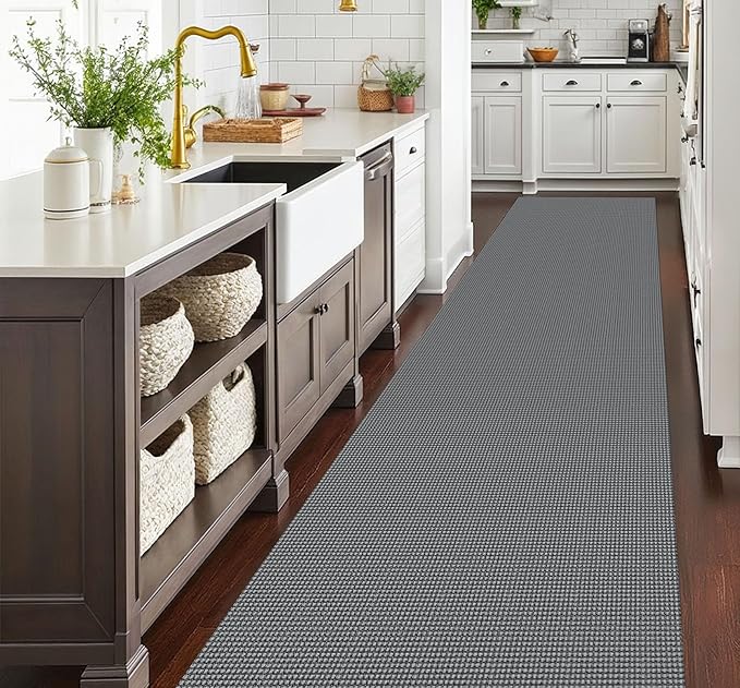 EARTHALL Runner Rug 3x18 Ft Washable Runners for Hallways Extra Long Woven Non Slip Entryway Runner Braided Kitchen Runner Indoor Outdoor Carpet Runners for Hotels, Officel, Stair, Dark Gray