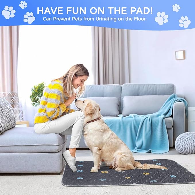 Washable Pee Pads for Dogs, 2 Pack Large 48"x48" Ultra-Absorbent and Leak-Proof Non-Slip Potty Training Pads, Fast Absorbent Pet Whelping Pads, Puppy Playpen Mat for Incontinence, Housebreak, Crate
