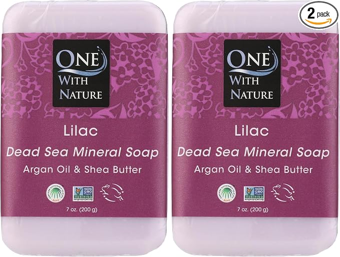 One With Nature Lilac Dead Sea Mineral Soap, 7 Ounce Bar (Pack of 2)