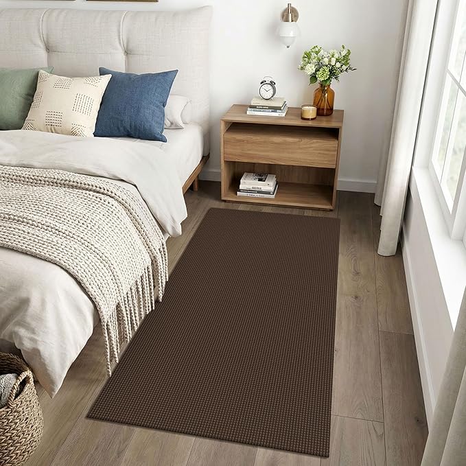 EARTHALL Woven Runner Rug 3x6 Ft Washable Runners for Hallways Wide Non Slip Entryway Rug Braided Kitchen Runner Indoor Floor Carpet for Entryway, Hallway, Kitchen, Bedroom, Brown