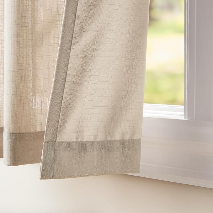 Exclusive Home Loha Linen Grommet Top Curtain Panel Pair, 54"x108", Beige